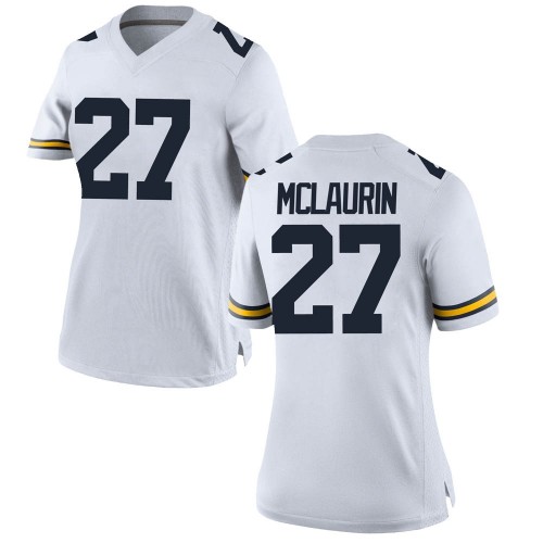 Tyler Mclaurin Michigan Wolverines Women's NCAA #27 White Game Brand Jordan College Stitched Football Jersey EBG6854QT
